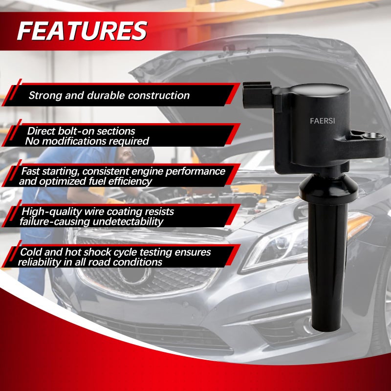 FAERSI Ignition Coil Pack of 4 Replacement for 2013-2018 Ford C-Max Escape Fusion Lincoln MKZ Hybrid Maz-da Tribute Mercury Mariner Milan L4 2.5L, DG522 UF-621 - Image 2